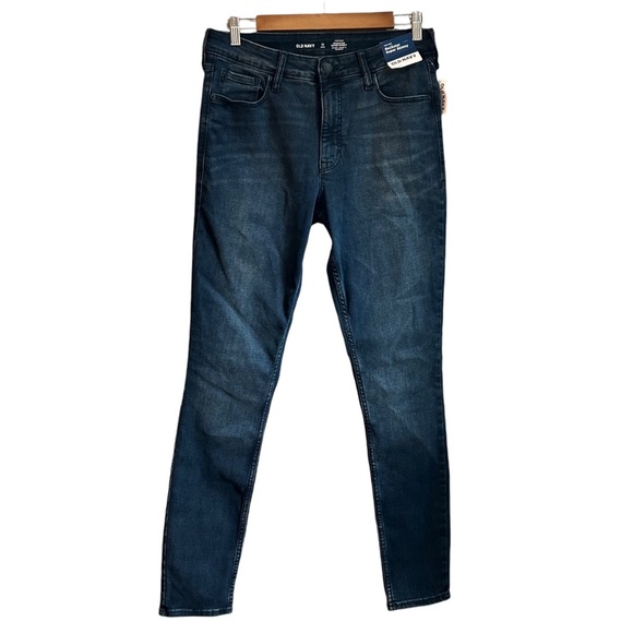 NWT Old Navy High Rise Rockstar Super Skinny Jeans Women’s SZ 12 Long Dark Wash - Picture 2 of 8